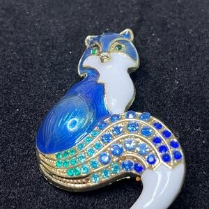 96 Blue Enamel Fox Brooch